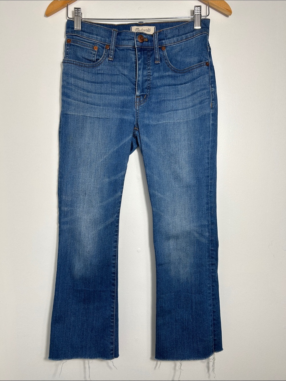 Madewell Cali Demi-Boot Crop Jeans Women’s Size 26 Medium Wash Raw Hem